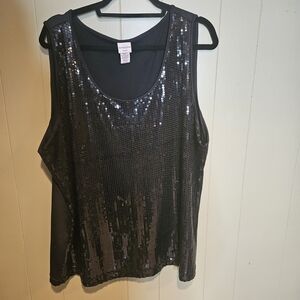 Covington Plus Size Black Sequin Tank Top, Women's Size 24/26W – Stretchy